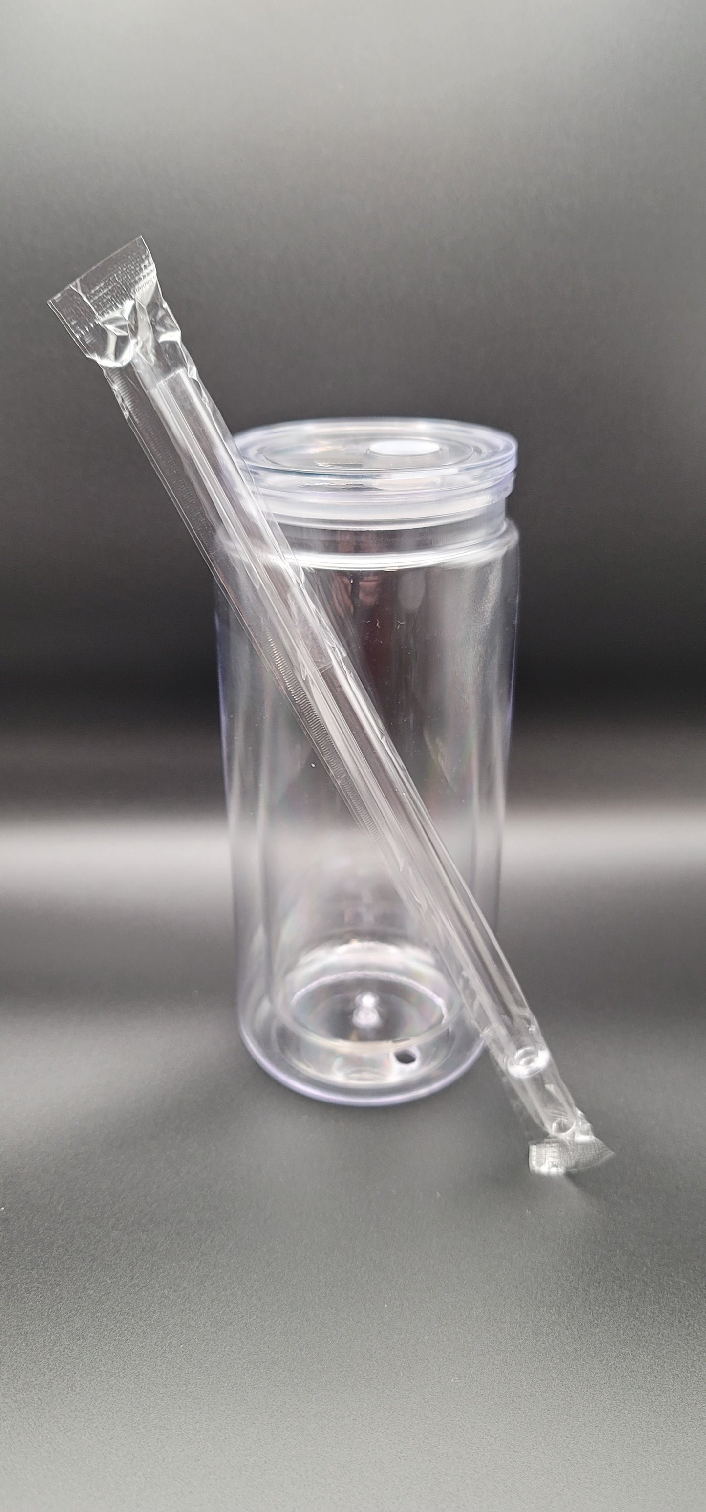 20oz Clear Acrylic Snow Globe Tumbler with Straw & Lid