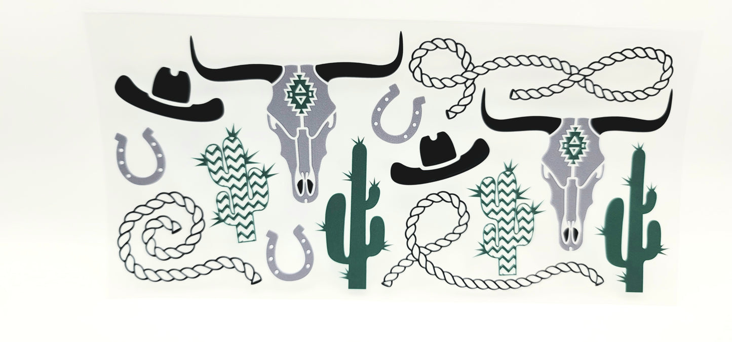 Desert Outlaw-Western skull & Cactus