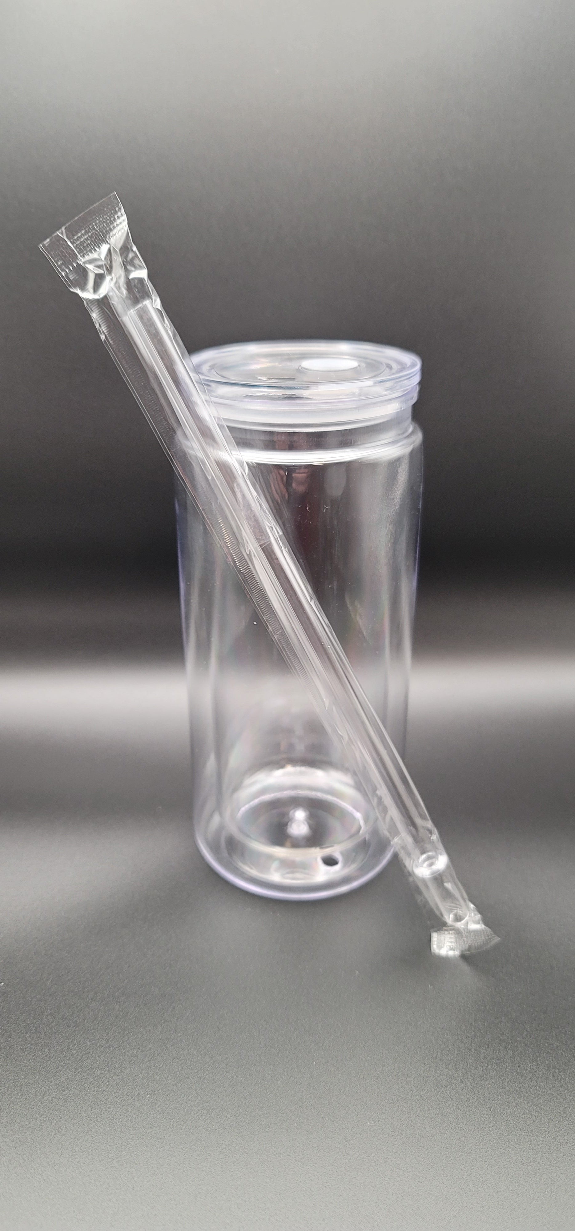 20oz Clear Acrylic Snow Globe Tumbler with Straw & Lid