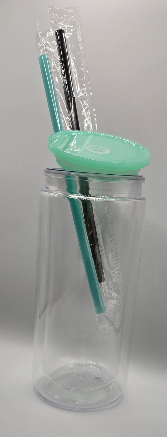 20oz Tumbler with Colored Lid and Straw
