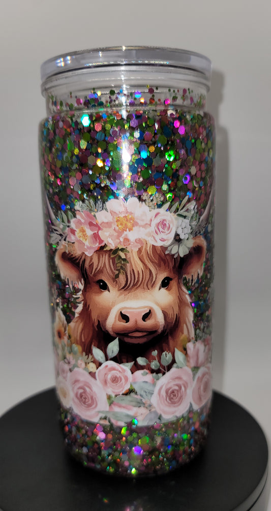 Pink Flower Cow 20oz
